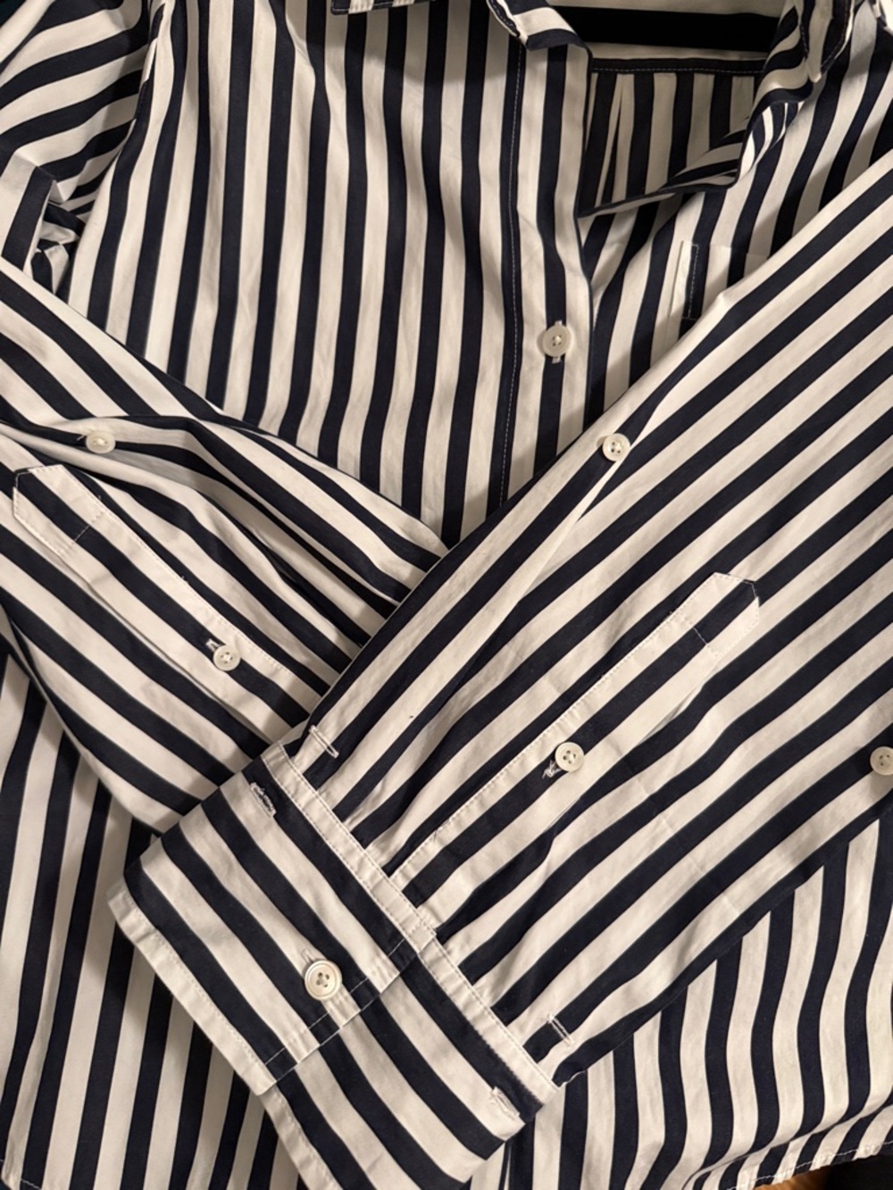 Easy Y-Neck Button-Up Shirt, Sz. S in Dark Midnight - Picture 7 of 7